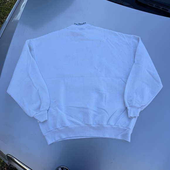 90s Valorie's Folk Art Applique Christmas White Festive Grandma Sweatshirt XL - Picture 7 of 9